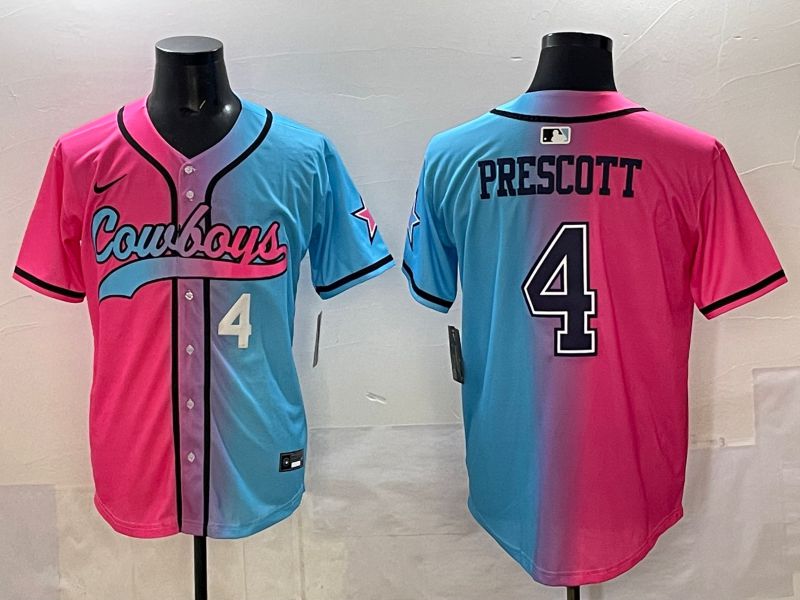 Men 2025 Dallas Cowboys #4 Prescott Blue pink Nike Limited NFL Jersey style 005->dallas cowboys->NFL Jersey